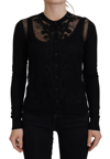 Dolce & Gabbana Black Floral Lace Button Cardigan Sweater In Black