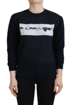 PHILIPPE MODEL BLACK PRINTED LONG SLEEVES PULLOVER SWEATER