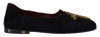 Dolce & Gabbana Black Suede Gold Cross Slip On Loafers Shoes In Black