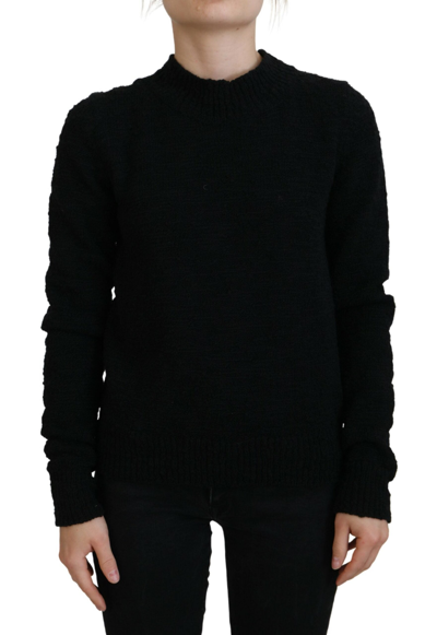 DOLCE & GABBANA BLACK WOOL KNIT CREWNECK PULLOVER SWEATER