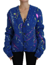 Dolce & Gabbana Blue Color Splash Mohair Cardigan  Sweater In Blue