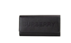 Burberry Porter Black Grained Leather Branded Logo Embossed Clutch Flap Wallet In Black