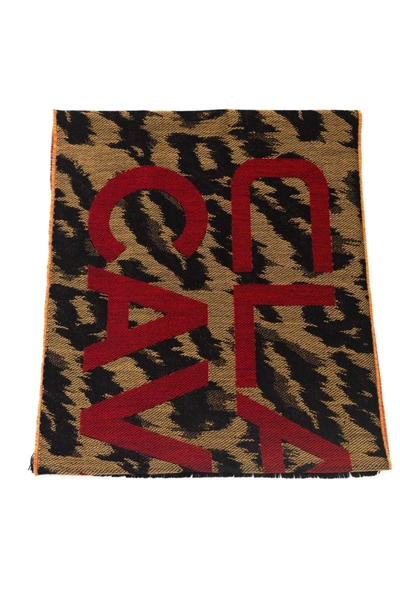 Cavalli Class Brown Wool Scarf