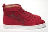 Christian Louboutin Loubi Red Version Navy Louis Strass Flat Shoes In Red