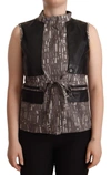 COMEFORBREAKFAST BROWN BLACK VEST LEATHER SLEEVELESS TOP BLOUSE