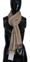 Costume National Beige Cotton Shawl Foulard Fringe Scarf In Beige
