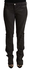 Costume National Black Cotton Mid Waist Skinny Pants In Black