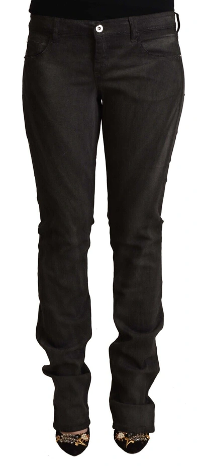 Costume National Black Cotton Mid Waist Skinny Trousers