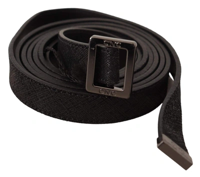 Costume National Black Leather Metal Buckle Waist Belt