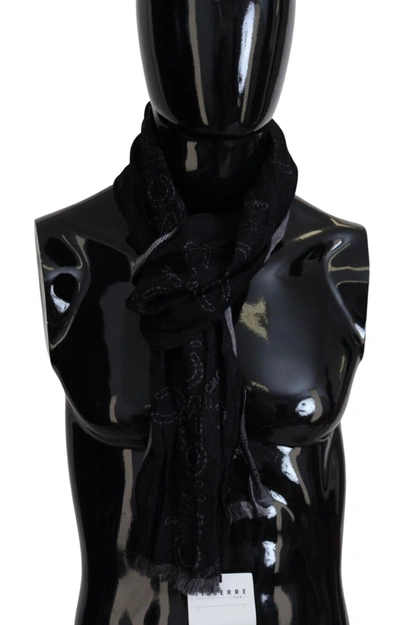 Costume National Black Grey Logo Print  Neck Wrap Shawl Scarf In Black And Grey