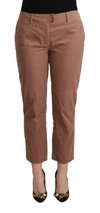 COSTUME NATIONAL BROWN COTTON TAPERED CROPPED PANTS