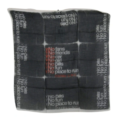 Costume National Dark Gray Wool Foulard Branded Scarf In Black,white