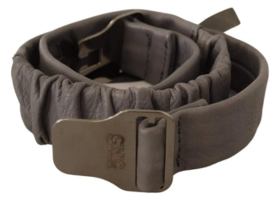 Costume National Gray Leather Silver Buckle Waist Belt