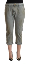 CYCLE GRAY 100% COTTON MID WAIST SKINNY CROPPED PANTS