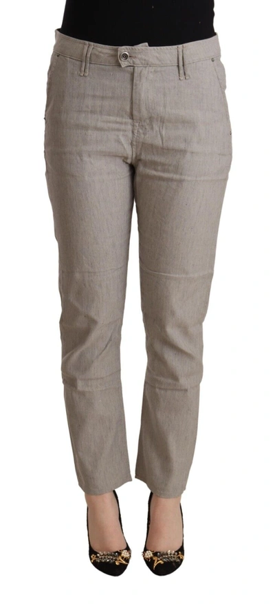 Cycle Light Gray Linen Blend Mid Waist Tapered Pants