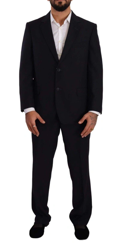 Domenico Tagliente Doico Tagliente Blue Polyester Single Breasted Formal Suit In Black