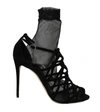 Dolce & Gabbana Black Suede Tulle Ankle Boots Sandal Shoes In Black