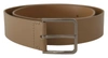 DOLCE & GABBANA BEIGE CALF LEATHER WIDE SILVER METAL BELT