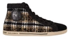 DOLCE & GABBANA BEIGE BROWN WOOL COTTON HIGH TOP SNEAKERS