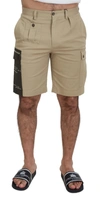 Dolce & Gabbana Beige Cotton Cargo Bermuda Shorts In Beige