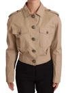 Dolce & Gabbana Beige Cropped Fitted Cotton Coat Jacket In Beige