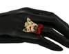 Dolce & Gabbana Gold Brass Resin Beige Dog Pet Branded Accessory Ring In Beige