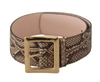 DOLCE & GABBANA BEIGE EXOTIC LEATHER WIDE GOLD METAL BUCKLE BELT