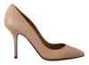 DOLCE & GABBANA BEIGE NUDE LEATHER BELLUCCI HEELS PUMPS SHOES