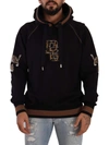 DOLCE & GABBANA BLACK BROWN LEOPARD COTTON HOODED PULLOVER SWEATER
