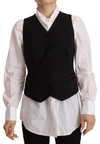 Dolce & Gabbana Black Button Down Sleeveless Vest Viscose Top In Black
