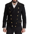 DOLCE & GABBANA BLACK BUTTON EMBELLISHED COTTON BLEND JACKET