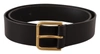 Dolce & Gabbana Black Calf Leather Gold Tone Logo Metal Buckle Belt In Black