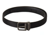 DOLCE & GABBANA BLACK CALFSKIN LEATHER VINTAGE METAL BUCKLE BELT