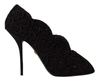 DOLCE & GABBANA BLACK CORDONETTO RICAMO PUMP OPEN TOE SHOES