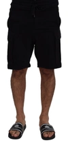 Dolce & Gabbana Black Cotton Bermuda Cargo Shorts In Black