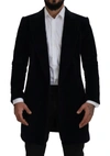 DOLCE & GABBANA BLACK COTTON CARDIGAN LONG COAT  JACKET