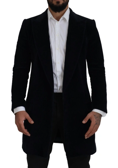 Dolce & Gabbana Black Cotton Cardigan Long Coat  Jacket