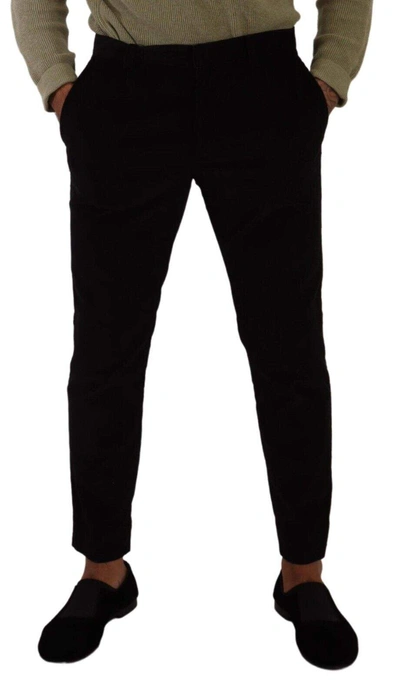 Dolce & Gabbana Black Cotton Corduroy Skinny Trouser Pants