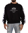 DOLCE & GABBANA BLACK COTTON CREWNECK CROWN 1984 STARS PULLOVER BLACK