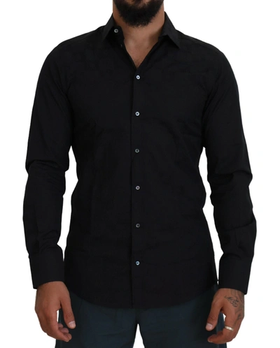 Dolce & Gabbana Black Cotton Dress Formal Martini Shirt