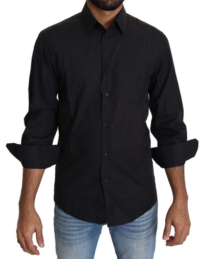 Dolce & Gabbana Black Cotton Formal Dress  Top Shirt