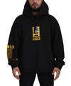 Dolce & Gabbana Black Cotton Hooded Dg Shield Pullover Sweater In Black