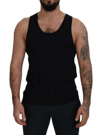 Dolce & Gabbana Black Cotton Sleeveless  T-shirt