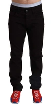 DOLCE & GABBANA BLACK COTTON STRAIGHT  JEANS STAFF trousers