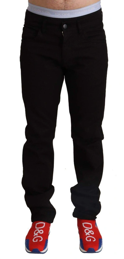 Dolce & Gabbana Black Cotton Straight  Jeans Staff Trousers