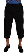 DOLCE & GABBANA BLACK COTTON TORERO CROPPED SHORT TROUSER PANTS