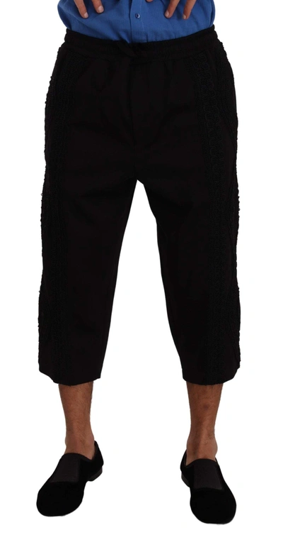 Dolce & Gabbana Black Cotton Torero Cropped Short Trouser Trousers