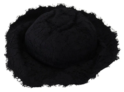 DOLCE & GABBANA BLACK COTTON WIDE BRIM SHADE HAT