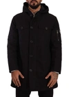 Dolce & Gabbana Black Denim Hooded Parka Coat Winter Jacket In Black