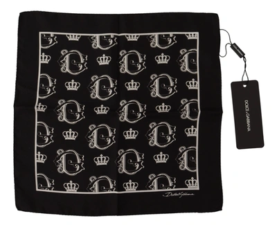 Dolce & Gabbana Black Dg Crown Print Square Handkerchief